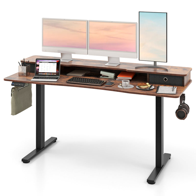 Electric Standing Desk with 2 Drawers | 63"x24"