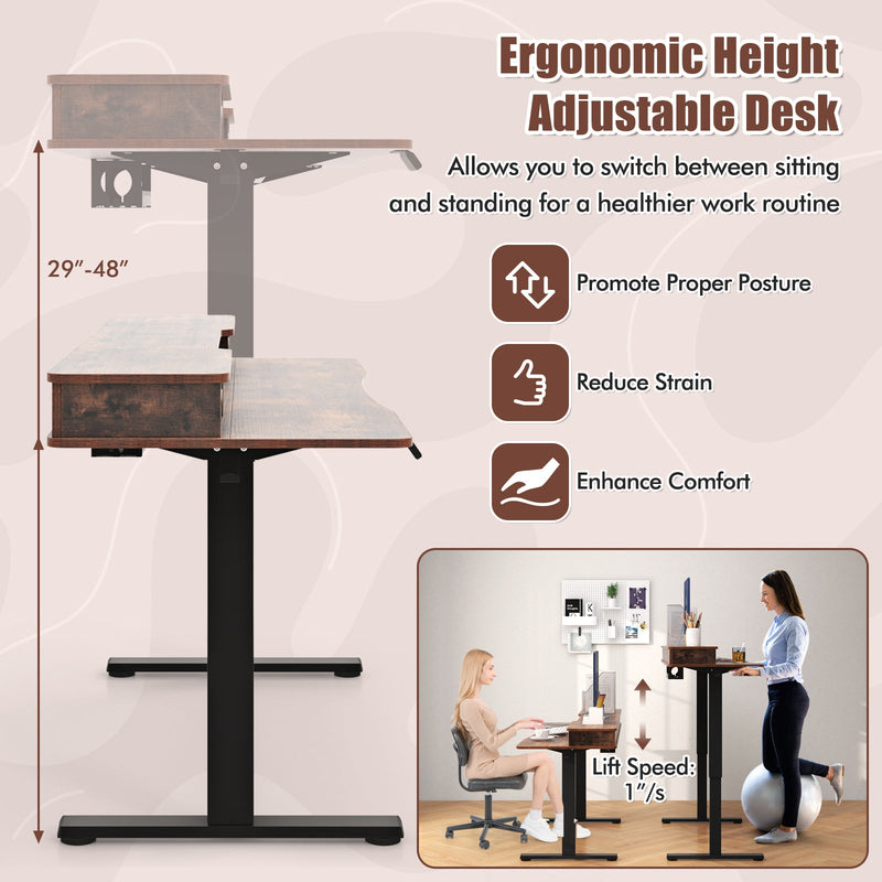 Electric Standing Desk with 2 Drawers | 63"x24"