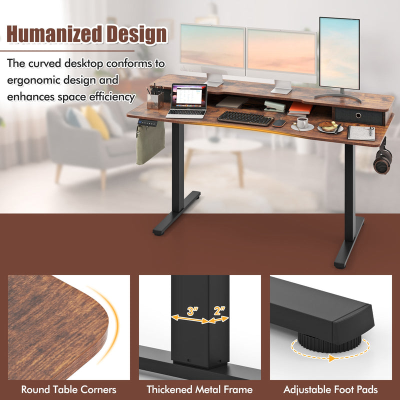 Electric Standing Desk with 2 Drawers | 63"x24"