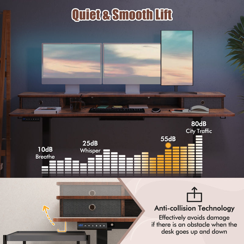 Electric Standing Desk with 2 Drawers | 63"x24"