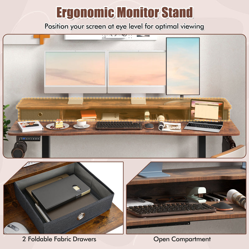 Electric Standing Desk with 2 Drawers | 63"x24"