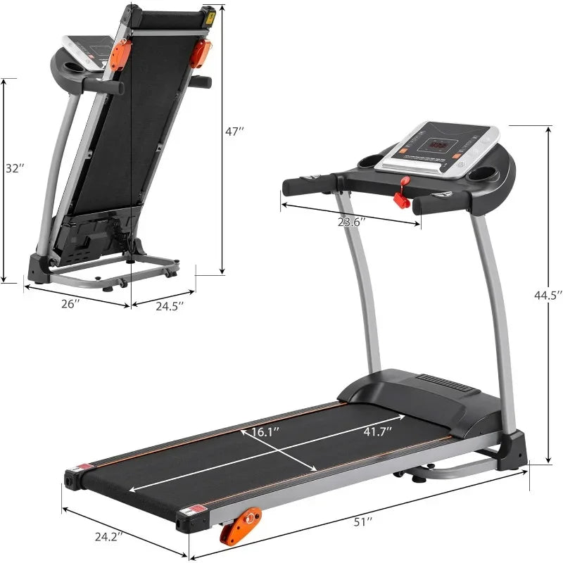 24 Hour Sport Treadmill With Pulse Monitor - Space-Saving