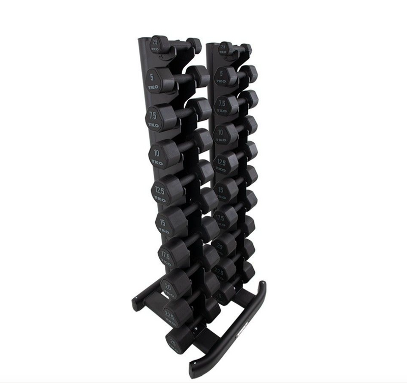 TKO Dumbbell Set 10 Pair Rubber Studio With Vertical Rack