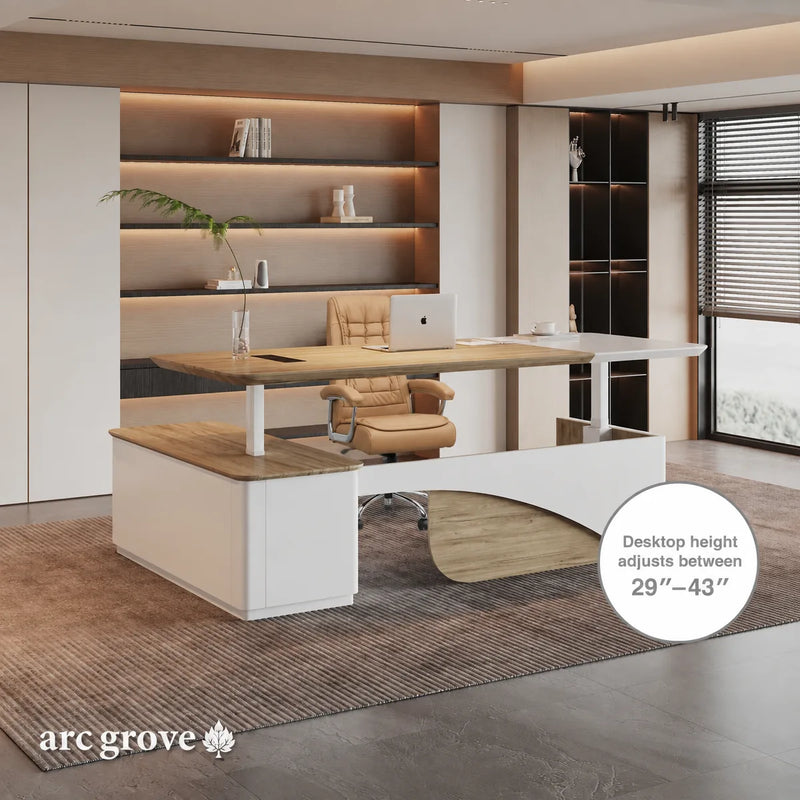 Albion · Executive L-Shaped Standing Desk, Adjustable Height
