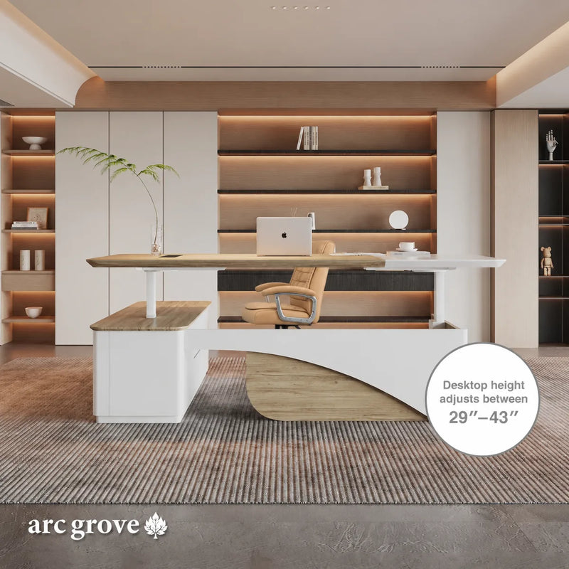 Albion · Executive L-Shaped Standing Desk, Adjustable Height